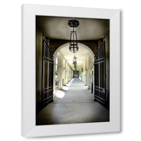 Courtyard Pathway  White Modern Wood Framed Art Print by Copeland, Gill