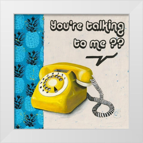 Youre talking to me?? White Modern Wood Framed Art Print by Gouy, Chrystelle