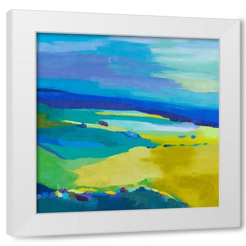Bleu safran White Modern Wood Framed Art Print by Mauviel, Laurence