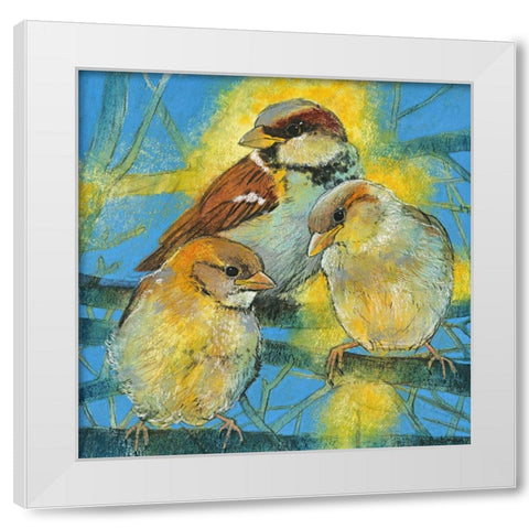 Spatzen White Modern Wood Framed Art Print by Botman, Loes