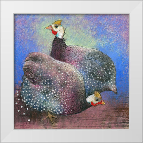 Perlhuhner White Modern Wood Framed Art Print by Botman, Loes