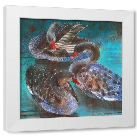 Schwarze Schwane White Modern Wood Framed Art Print by Botman, Loes