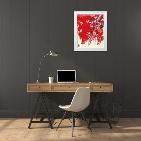 Ziffernrot II White Modern Wood Framed Art Print by Wendling, Heinz