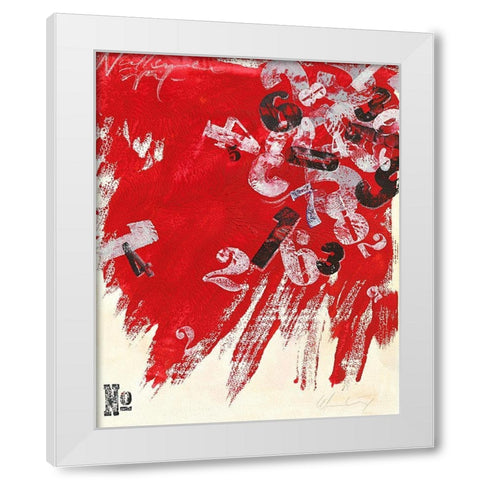 Ziffernrot II White Modern Wood Framed Art Print by Wendling, Heinz