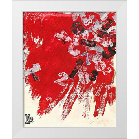 Ziffernrot II White Modern Wood Framed Art Print by Wendling, Heinz