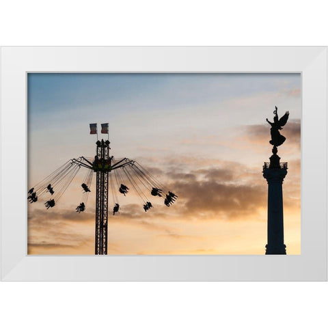 Manege et monument des Girondins White Modern Wood Framed Art Print by Bertrande, Arnaud