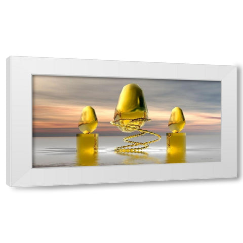 Golden Stone Dawn White Modern Wood Framed Art Print by Hillert, Peter