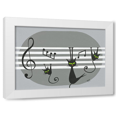 Cha cha cha White Modern Wood Framed Art Print by ANNA