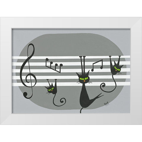 Cha cha cha White Modern Wood Framed Art Print by ANNA