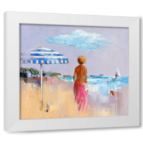 Beach White Modern Wood Framed Art Print by Groenhart, Jan
