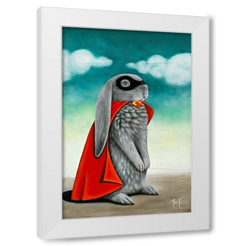 Super Lapin V White Modern Wood Framed Art Print by Ann R