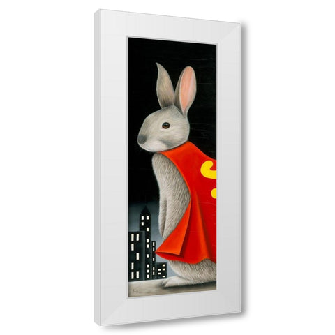 Super Lapin IV White Modern Wood Framed Art Print by Ann R