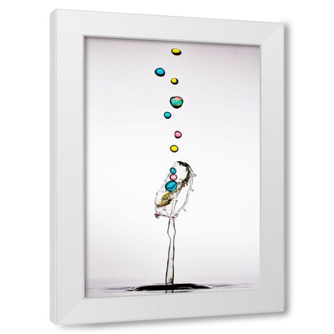 Bubble Cascada White Modern Wood Framed Art Print by Sanchez, Manuel