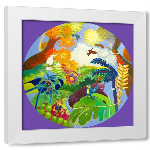 Tropical et improbable White Modern Wood Framed Art Print by Naudin, Genevieve