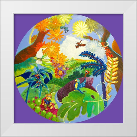 Tropical et improbable White Modern Wood Framed Art Print by Naudin, Genevieve