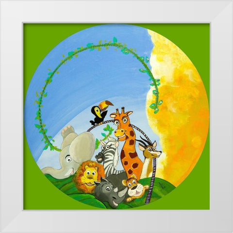 Les amis White Modern Wood Framed Art Print by Naudin, Genevieve