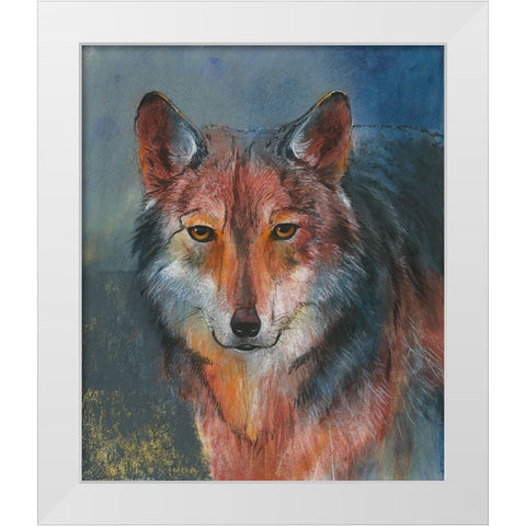 Roter Wolf White Modern Wood Framed Art Print by Botman, Loes