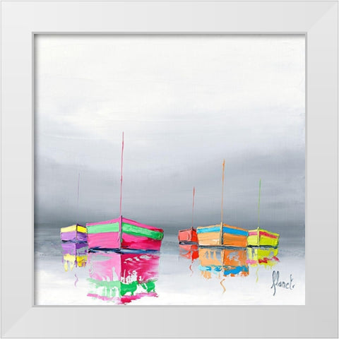 Reflets I White Modern Wood Framed Art Print by Flanet, Frederic