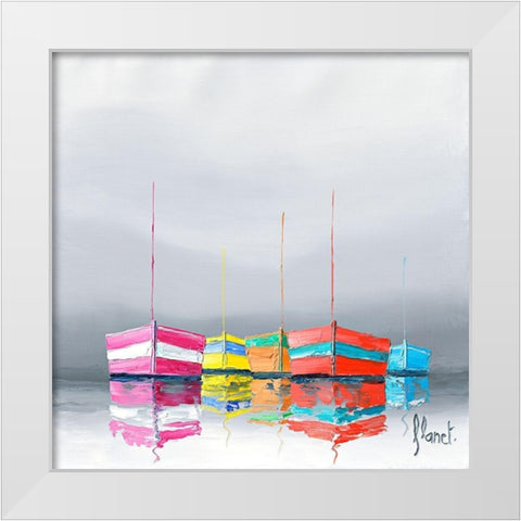 Reflets II White Modern Wood Framed Art Print by Flanet, Frederic