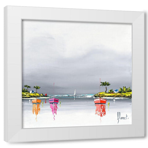 Mouillage White Modern Wood Framed Art Print by Flanet, Frederic