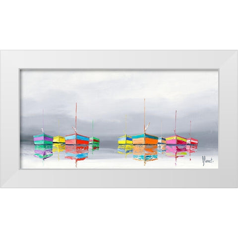 Les barques  White Modern Wood Framed Art Print by Flanet, Frederic