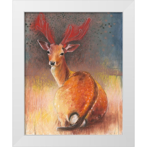 Hirsch White Modern Wood Framed Art Print by Botman, Loes