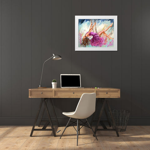 Loiseau sur la branche White Modern Wood Framed Art Print by Catherine M.