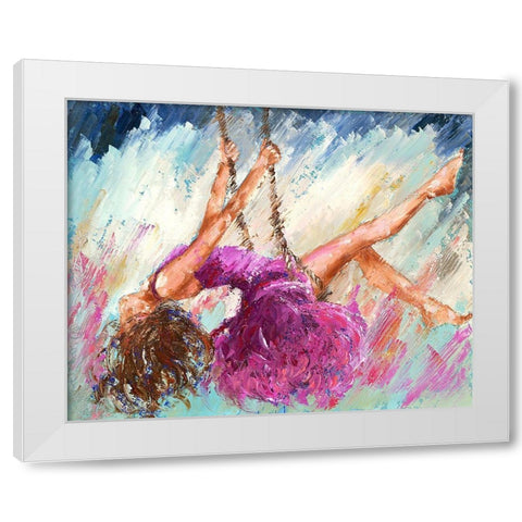 Loiseau sur la branche White Modern Wood Framed Art Print by Catherine M.