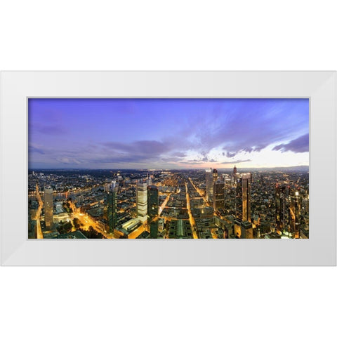 Frankfurt Panorama beleuchtet Panoramadetail White Modern Wood Framed Art Print by Fischer, Rolf