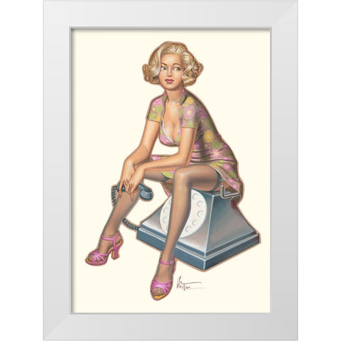 Telefon White Modern Wood Framed Art Print by Hitte, Patrick