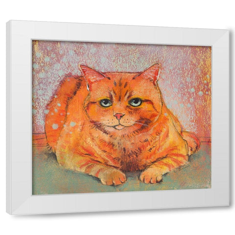Cat lying down White Modern Wood Framed Art Print by Botman, Loes