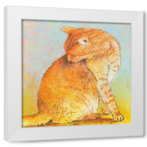 Cat II White Modern Wood Framed Art Print by Botman, Loes