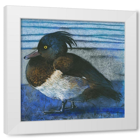 Tufted Duck White Modern Wood Framed Art Print by Botman, Loes