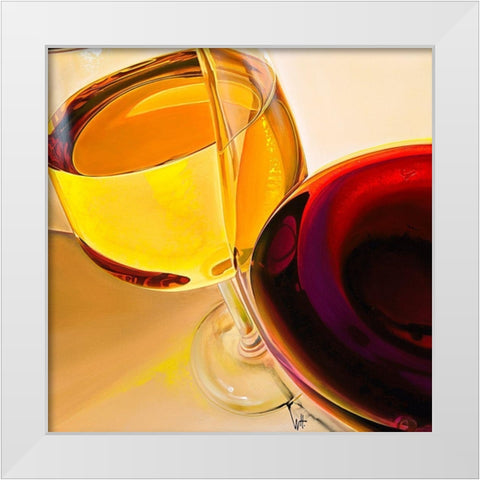 Duo Jaune Rubis White Modern Wood Framed Art Print by Heneuy, William