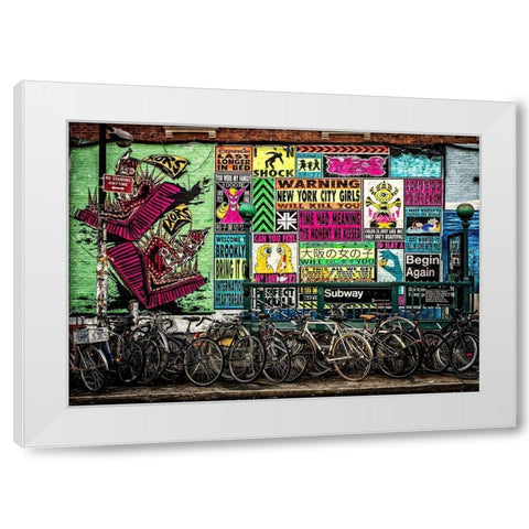 New York Street Art White Modern Wood Framed Art Print by Ronin