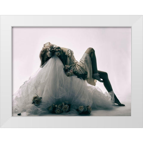 Inked Rose White Modern Wood Framed Art Print by Milillo, Marco