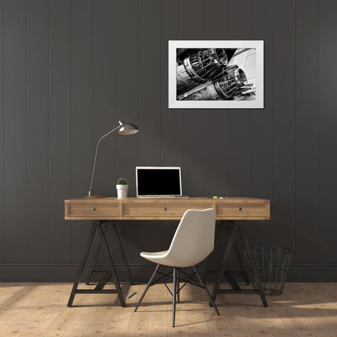 Dual Jet Engine White Modern Wood Framed Art Print by Ronin