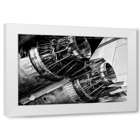 Dual Jet Engine White Modern Wood Framed Art Print by Ronin