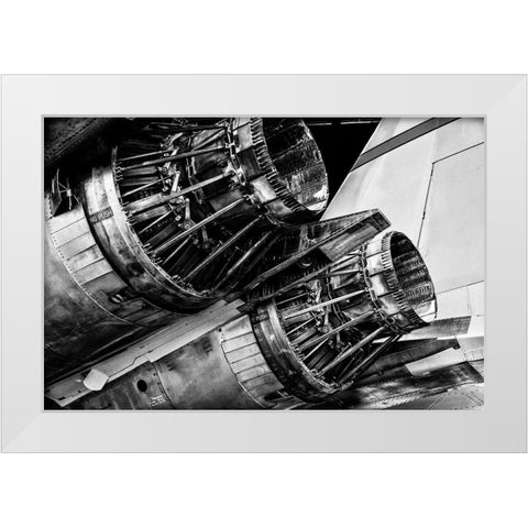 Dual Jet Engine White Modern Wood Framed Art Print by Ronin