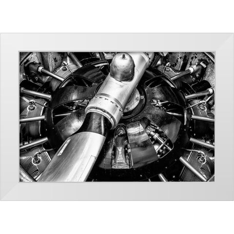 Propellor Engine close up 2 White Modern Wood Framed Art Print by Ronin