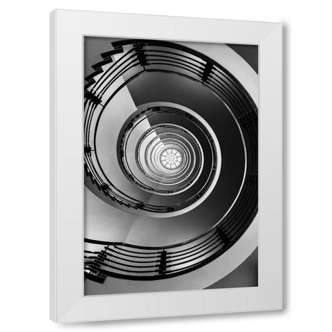Hypnotic White Modern Wood Framed Art Print by Ronin