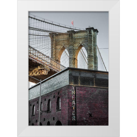 Brooklyn Theater White Modern Wood Framed Art Print by Ronin