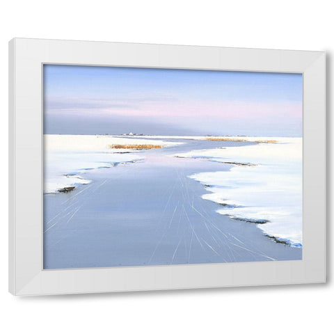 Skating Day White Modern Wood Framed Art Print by Groenhart, Jan