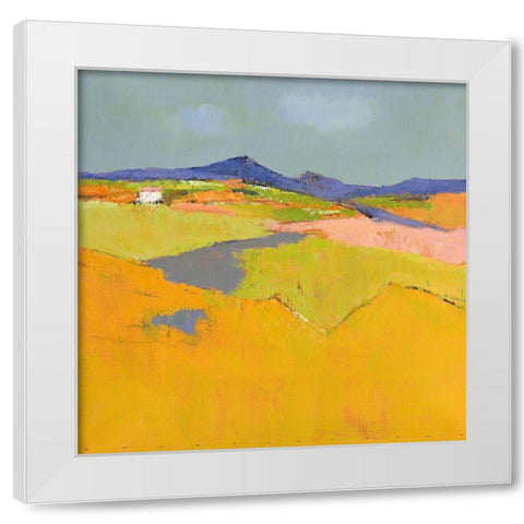 Le soleil dans le paysage White Modern Wood Framed Art Print by Groenhart, Jan
