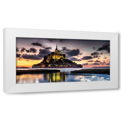 Mont Saint Michel White Modern Wood Framed Art Print by Ronin