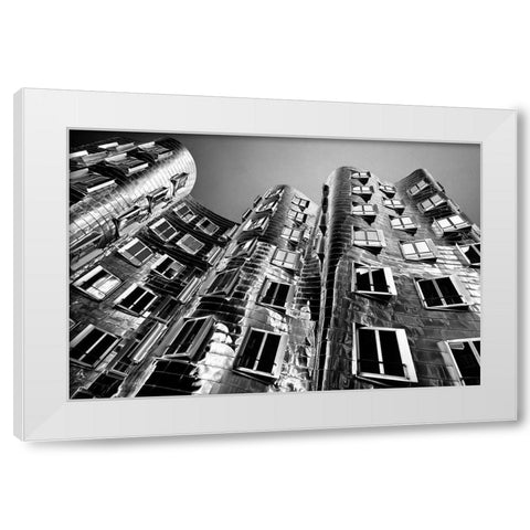 Gehry Bauten Dusseldorf White Modern Wood Framed Art Print by Fischer, Rolf
