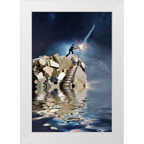 The Skywalker White Modern Wood Framed Art Print by Hillert, Peter