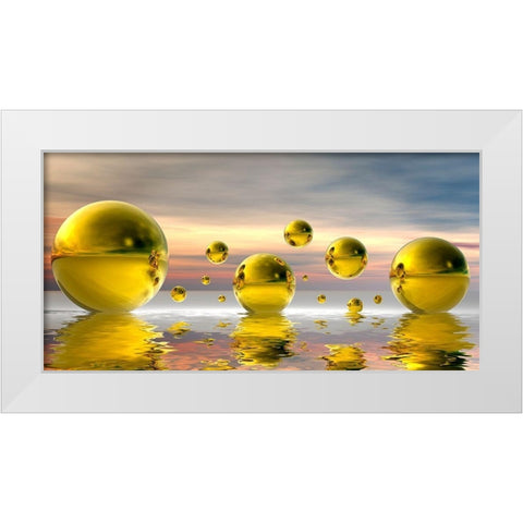 Golden Bowls 14 White Modern Wood Framed Art Print by Hillert, Peter