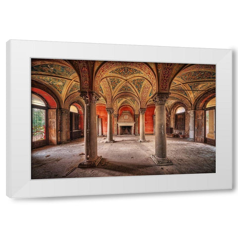 By the Fireplace White Modern Wood Framed Art Print by Haker, Matthias