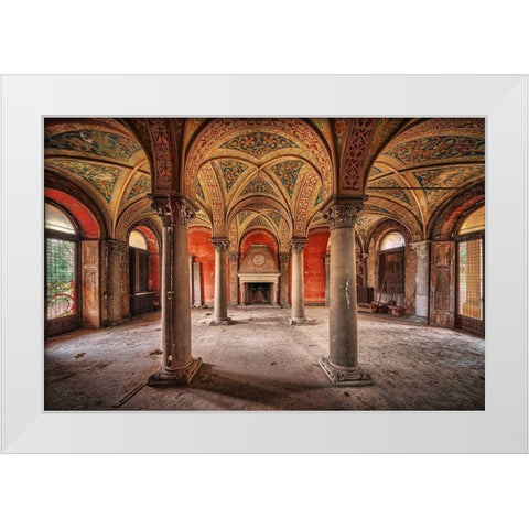 By the Fireplace White Modern Wood Framed Art Print by Haker, Matthias